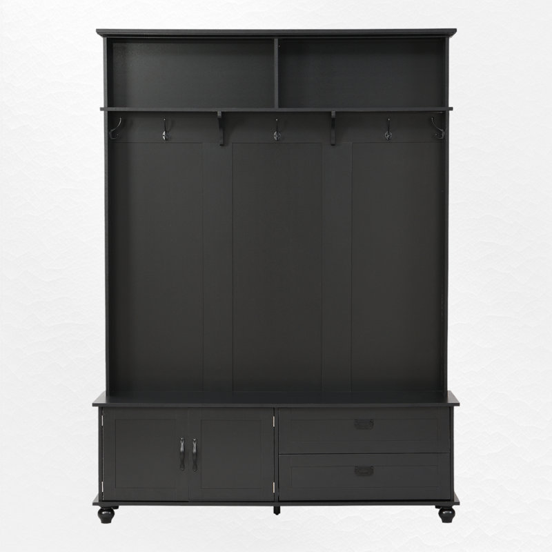 Red Barrel Studio® Hall Tree 59'' Wide with Bench and Shoe Storage